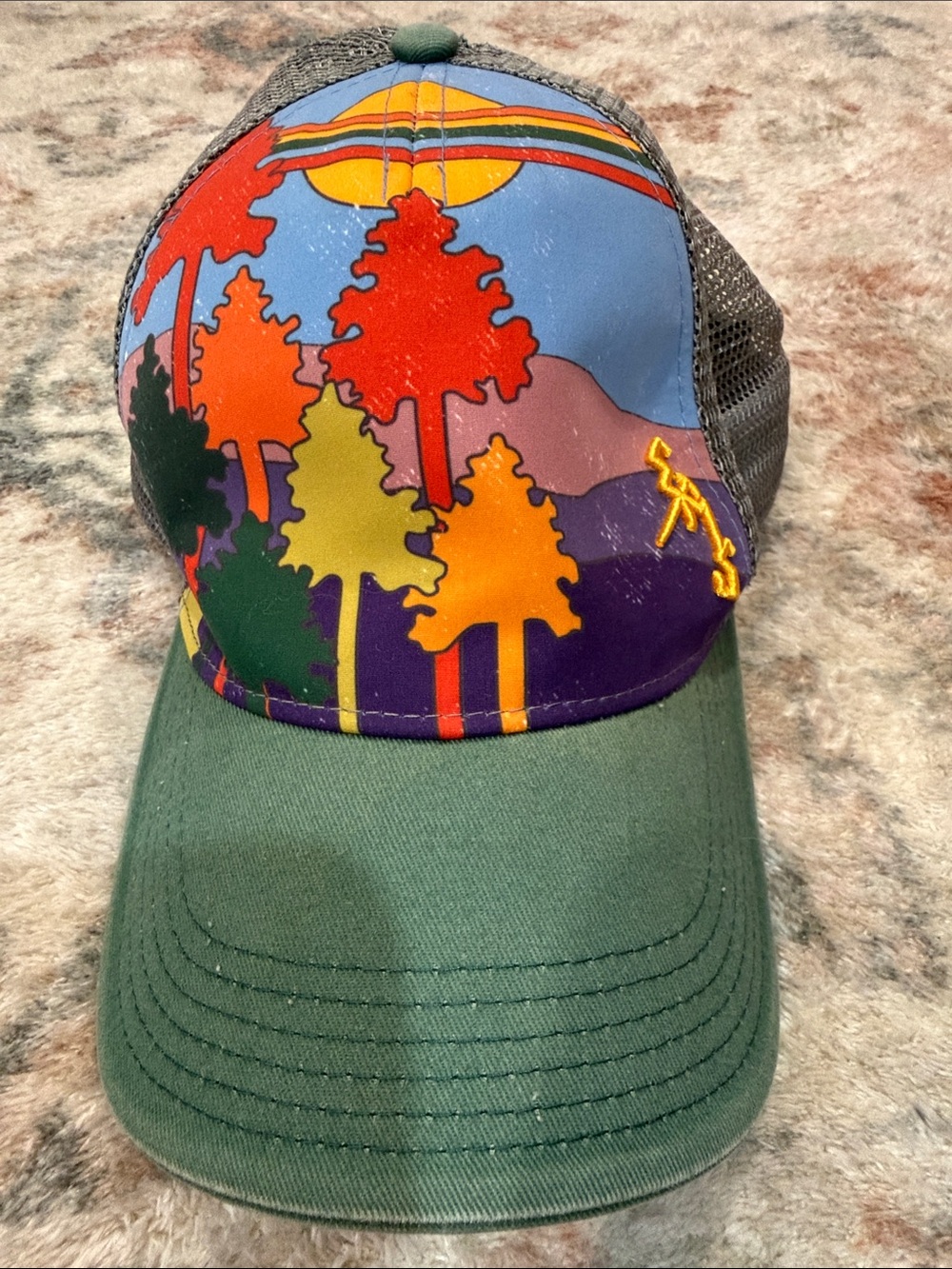 EMS Colorful Fall Forest Trucker Hat - Green/Multicolor